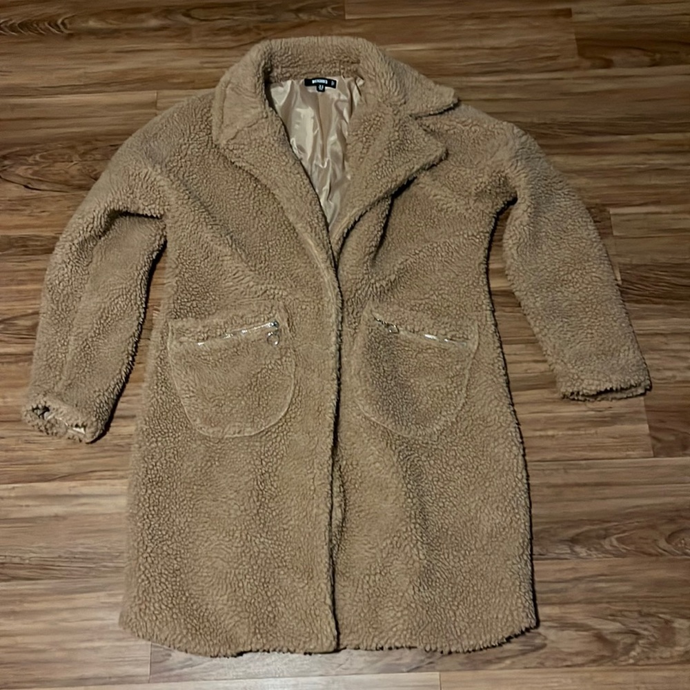 Missguided Long Tan Fleece Teddy Coat🧸✨